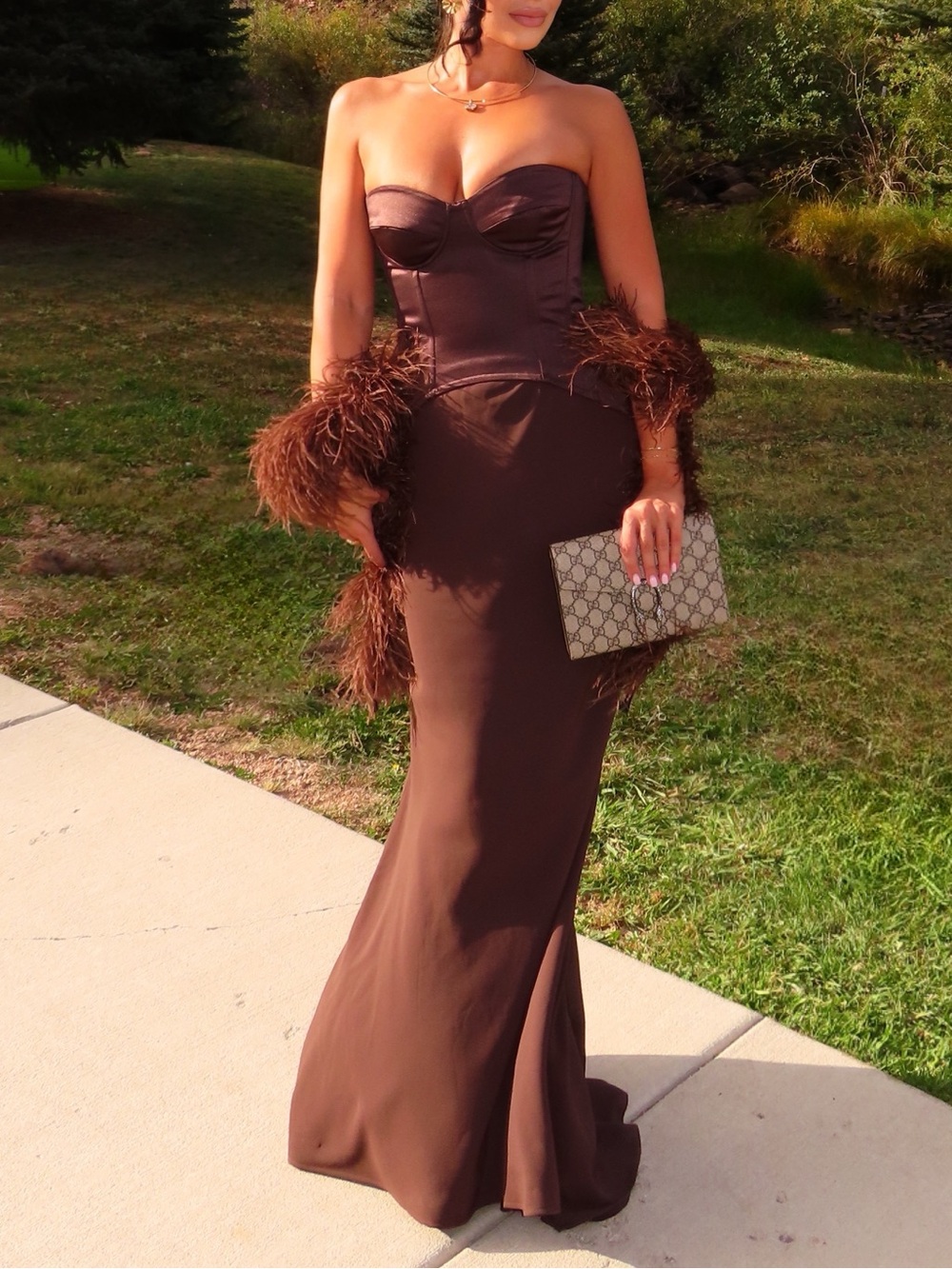 BOA. SATIN CORSET GOWN WITH SWEETHEART NECKLINE